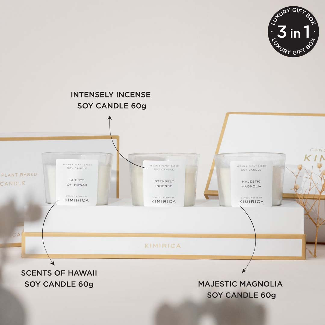 Kimirica Radiant Soy Pack of 3 Candles 60gm Gift Set